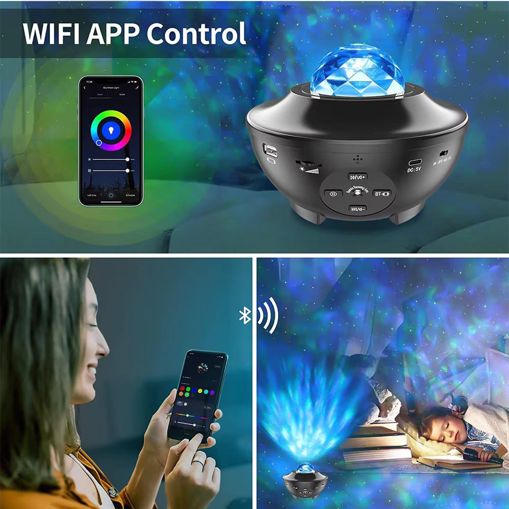 🌌 Remote Control Galaxy Star Projector Lamp with Bluetooth Speaker