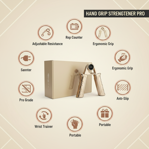 Adjustable Hand Grip Strengthener With Counter (1 Pc)